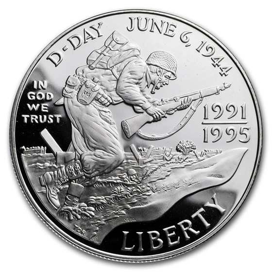 1993-W World War II $1 Silver Commem Proof (w/Box & COA) 1993-W World War II $1 Silver Commem Proof (w/Box & COA)